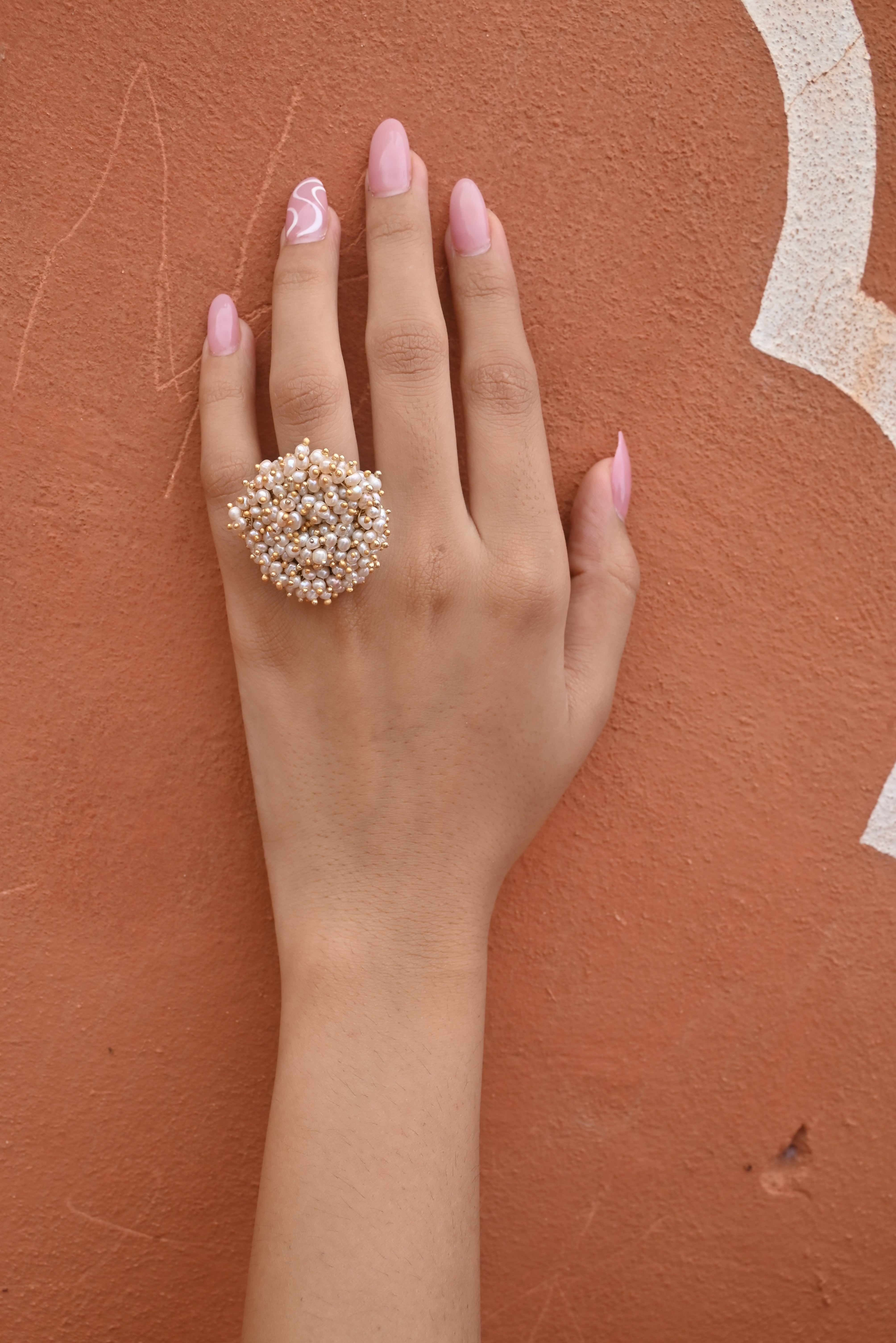 Silver Fusion Pearl Polki Ring